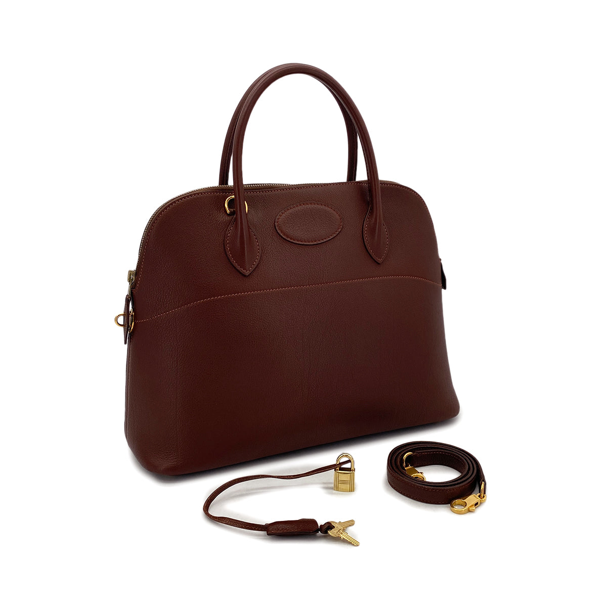 HERMES BOLIDE 35 MARRON FONCE TOGO HAND SHOULDER BAG □A GHW 90298333