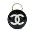 CHANEL VINTAGE ROUND VANITY HAND BAG BLACK ENAMEL 90298334