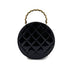 CHANEL VINTAGE ROUND VANITY HAND BAG BLACK ENAMEL 90298334