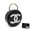 CHANEL VINTAGE ROUND VANITY HAND BAG BLACK ENAMEL 90298334