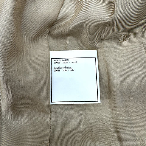 CHANEL VINTAGE COCO BUTTON TWEED COLLARLESS JACKET BROWN WOOL 44 96A RTW 90298340