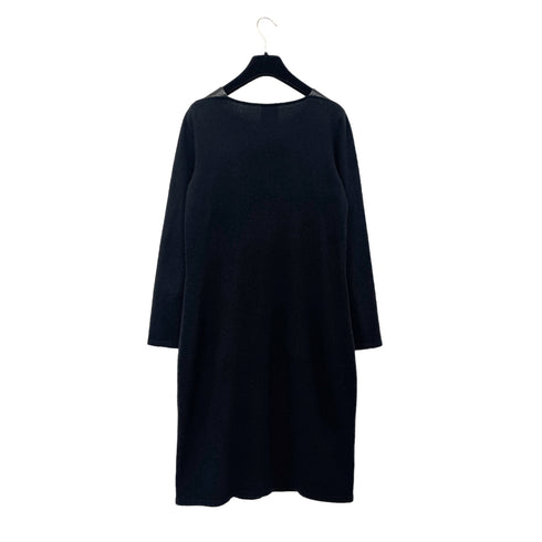 CHANEL COCO BUTTON MATELASSE LAMB SKIN POCKET LONG SLEEVE KNIT DRESS WOOL 38 P44 RTW 90298342