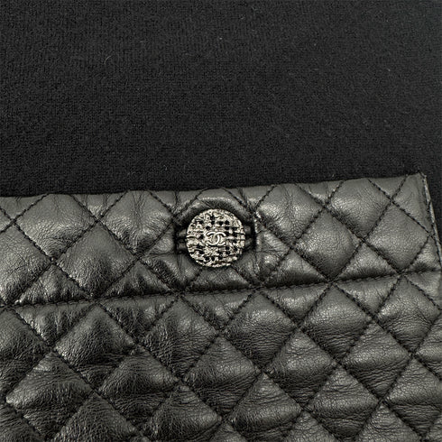 CHANEL COCO BUTTON MATELASSE LAMB SKIN POCKET LONG SLEEVE KNIT DRESS WOOL 38 P44 RTW 90298342