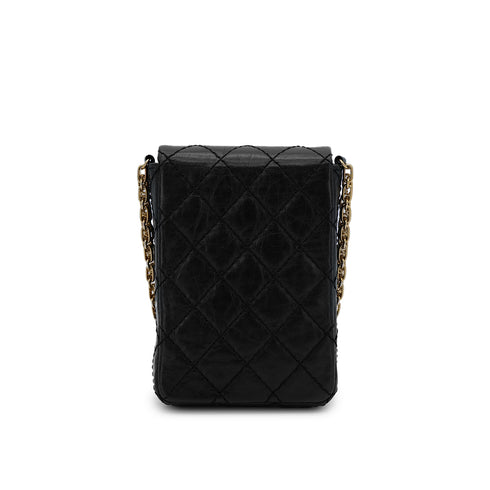 CHANEL VINTAGE MATELASSE CHAIN SHOULDER BAG BLACK LEATHER 90298437