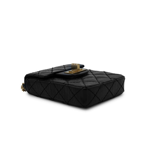 CHANEL VINTAGE MATELASSE CHAIN SHOULDER BAG BLACK LEATHER 90298437