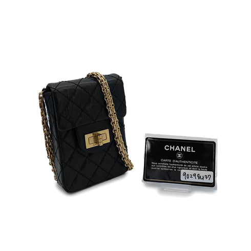 CHANEL VINTAGE MATELASSE CHAIN SHOULDER BAG BLACK LEATHER 90298437