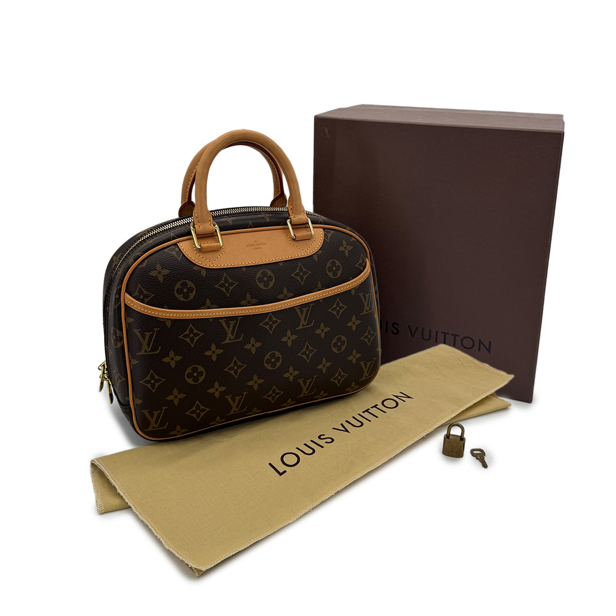 LOUIS VUITTON MONOGRAM TROUVILLE HAND BAG BROWN MONOGRAM M42228 90298464