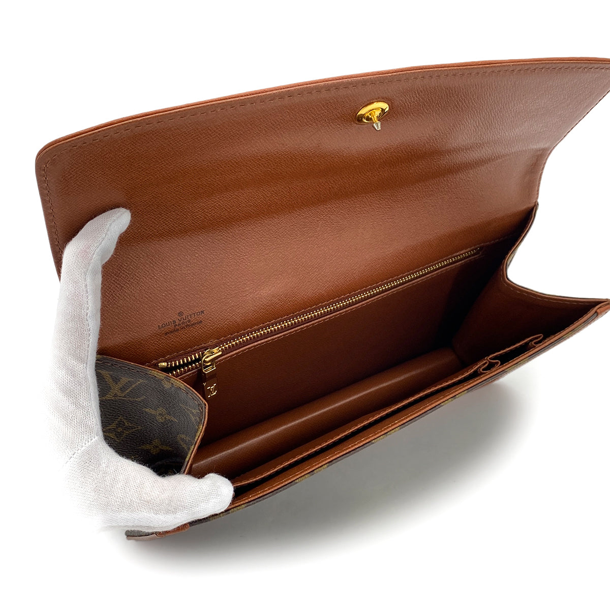 LOUIS VUITTON MONOGRAM POCHETTE DAME GM CLUTCH BAG BROWN M51810 90298698