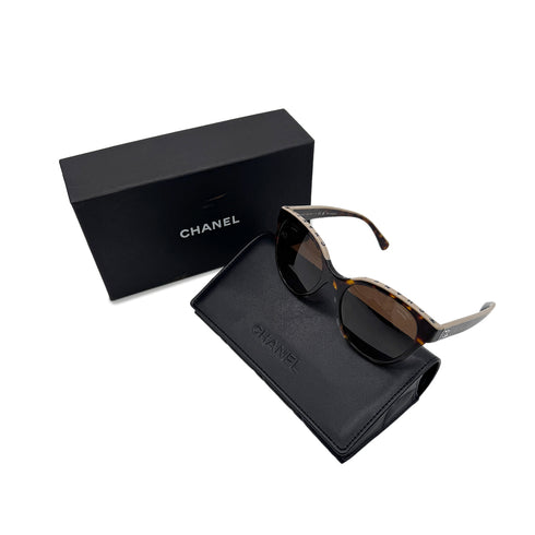 CHANEL SUNGLASSES LOGO COCOMARK TORTOISESHELL BROWN BEIGE EYEWEAR 90298708 - PURPOSE