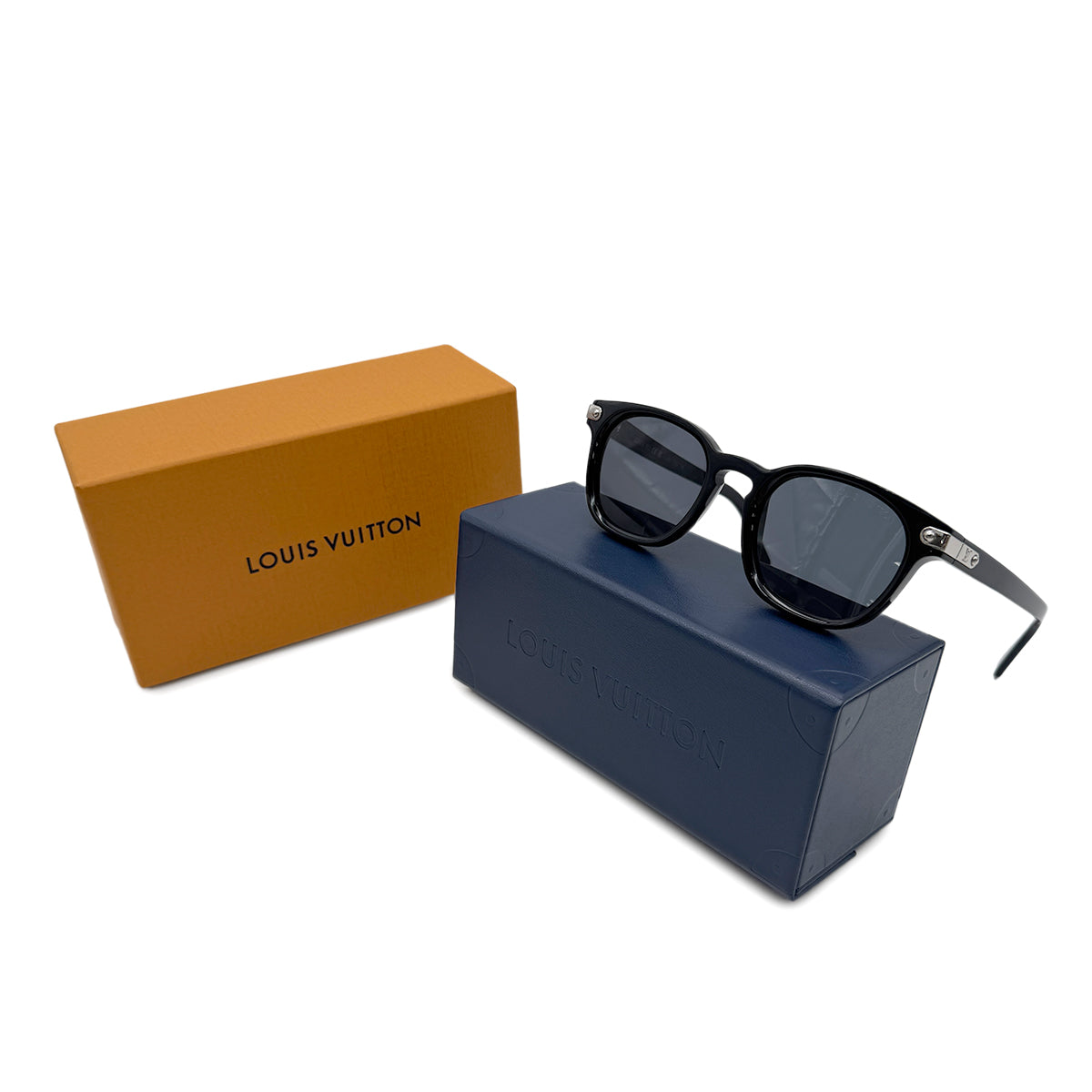 LOUIS VUITTON LV SIGNATURE SQUARE ROUND SUNGLASSES BLACK Z2381U 90298712