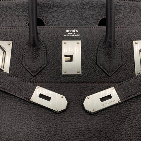 HERMES HAUT A COURROIES 50 MARRON FONCE TOGO HAND BAG □E SHW 90298721 - PURPOSE