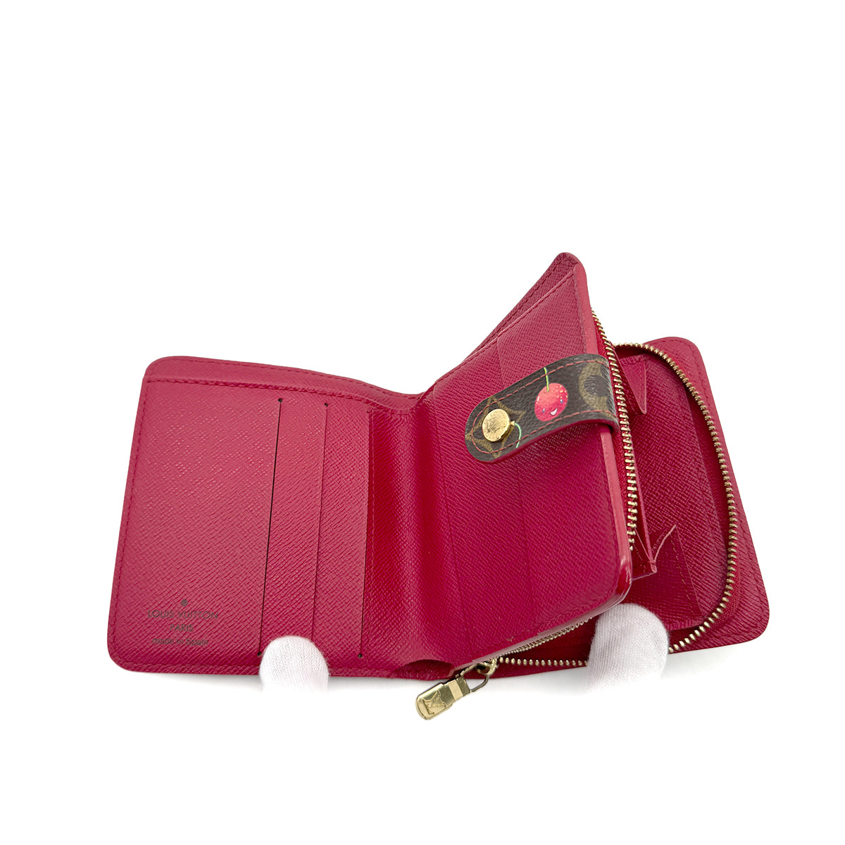 LOUIS VUITTON MONOGRAM CHERRY COMPACT ZIP BROWN RED M95005 90298723