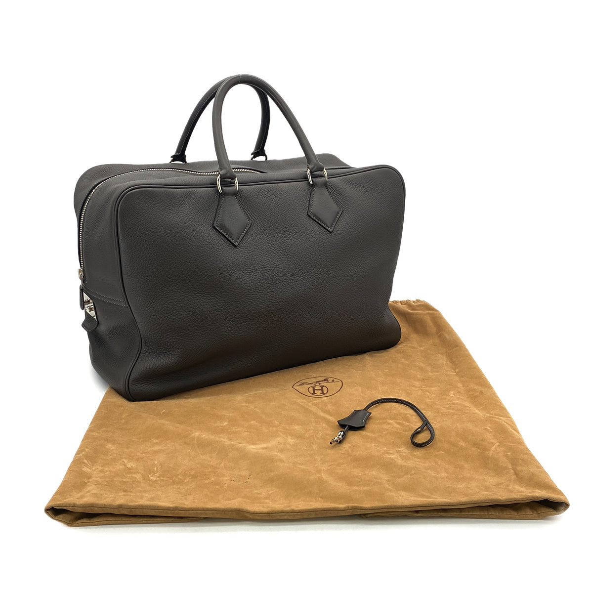 HERMES PLUME 45 GRAPHITE TAURILLON CLEMENCE HAND BAG □E SHW 90298724