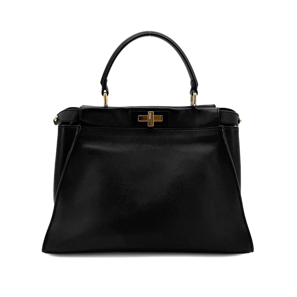 FENDI PEEKABOO REGULAR HAND SHOULDER BAG LEATHER NERO 8BN290 90298729