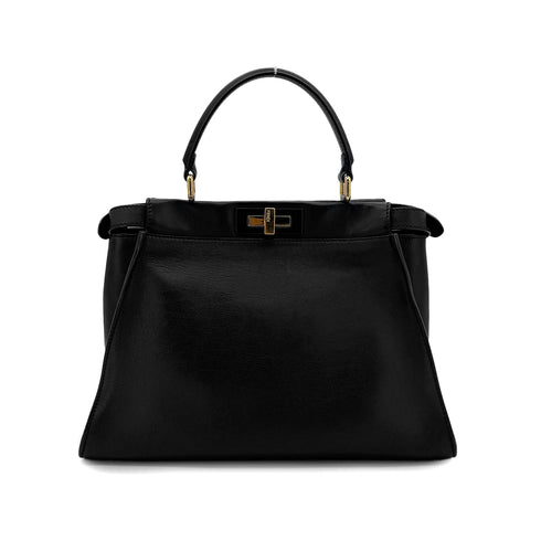 FENDI PEEKABOO REGULAR HAND SHOULDER BAG LEATHER NERO 8BN290 90298729 - PURPOSE