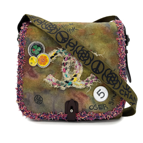 CHANEL EMBROIDERY GRAFFITI SHOULDER MESSENGER BAG CANVAS A92789 90298730 - PURPOSE