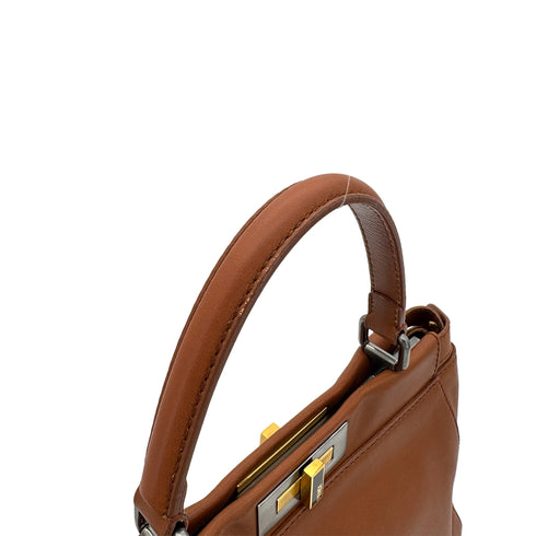 FENDI PEEKABOO REGULAR HAND SHOULDER BAG LEATHER BROWN 8BN226 90298740