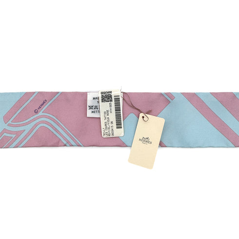 HERMES TWILLY SCARF LES COUPES TATTOO CIEL VIEUX ROSE SILK 90298742 - PURPOSE