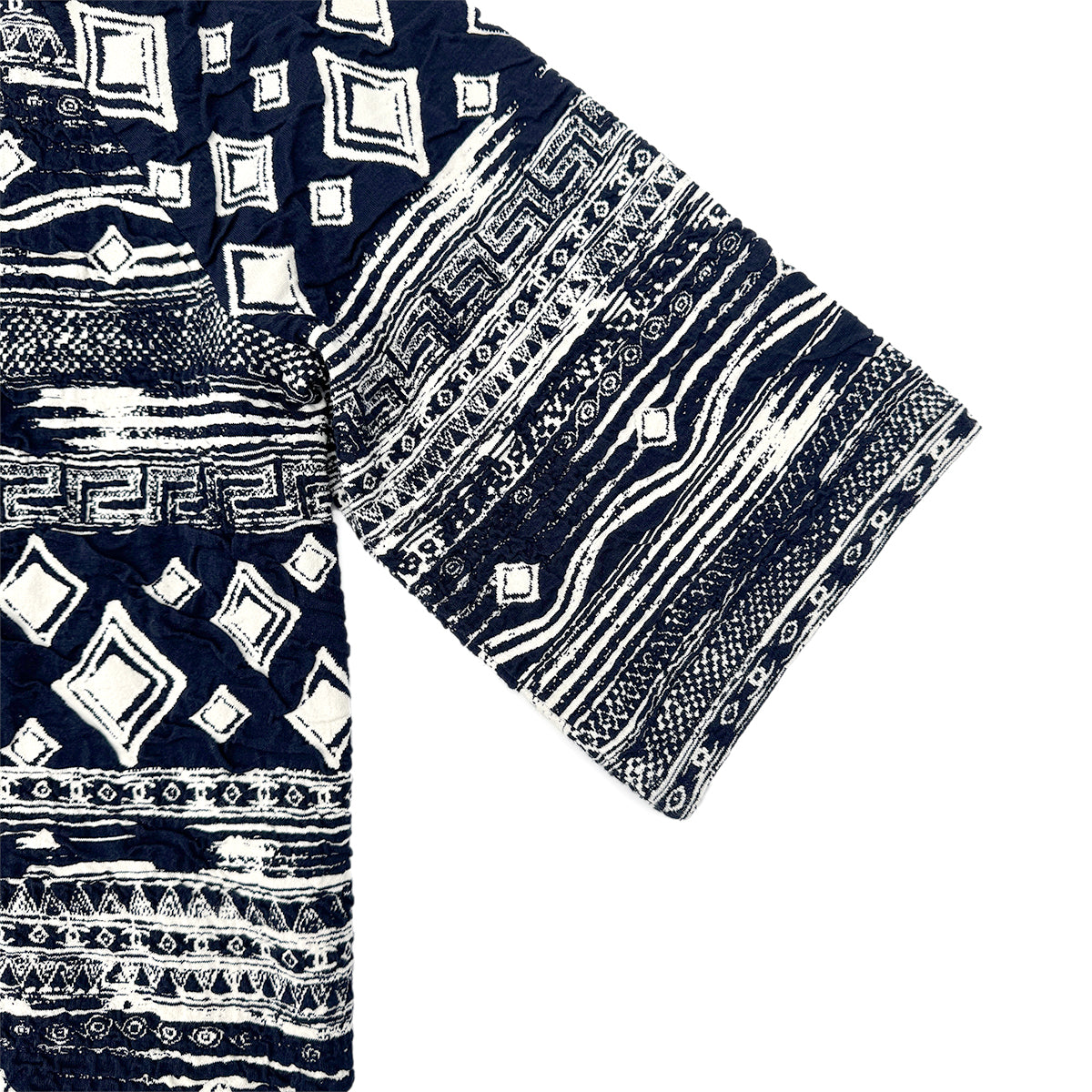CHANEL COCOMARK JACQUARD DROP SHOULDER TOPS NAVY WHITE COTTON 46 P58 RTW 90298744