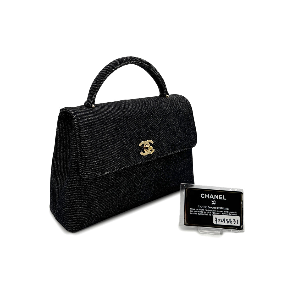 CHANEL VINTAGE HAND BAG BLACK DENIM 90298831