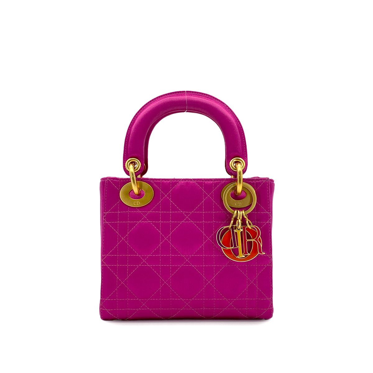 CHRISTIAN DIOR LADY DIOR MINI HAND BAG PINK SATIN 90298833