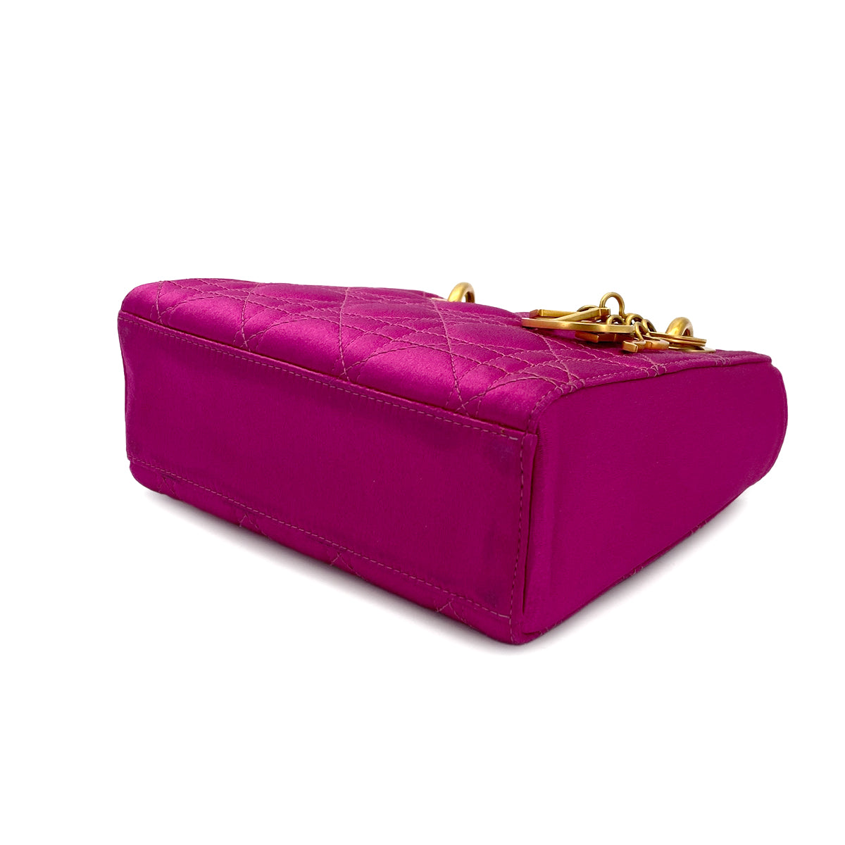 CHRISTIAN DIOR LADY DIOR MINI HAND BAG PINK SATIN 90298833