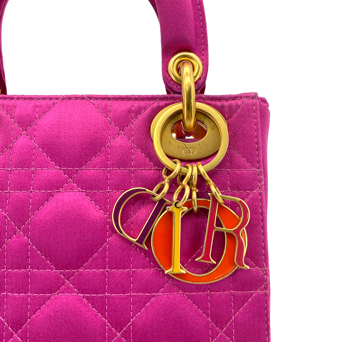 CHRISTIAN DIOR LADY DIOR MINI HAND BAG PINK SATIN 90298833