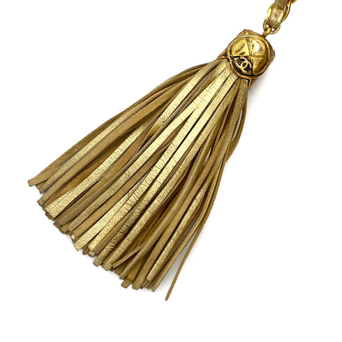 CHANEL VINTAGE FRINGE SHOULDER BAG GOLD LAMB SKIN 90298836