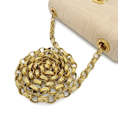 CHANEL VINTAGE BIJOU CHAIN SHOULDER BAG BEIGE LAMB SKIN 90298837 - PURPOSE