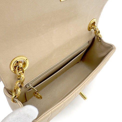 CHANEL VINTAGE BIJOU CHAIN SHOULDER BAG BEIGE LAMB SKIN 90298837 - PURPOSE