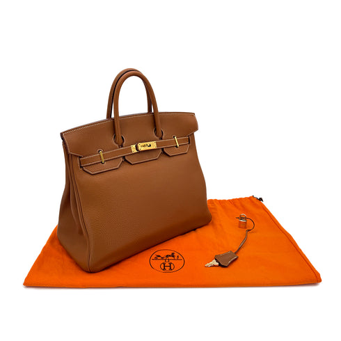 HERMES HAUT A COURROIES 32 GOLD TOGO HAND BAG □D GHW 90299049 - PURPOSE