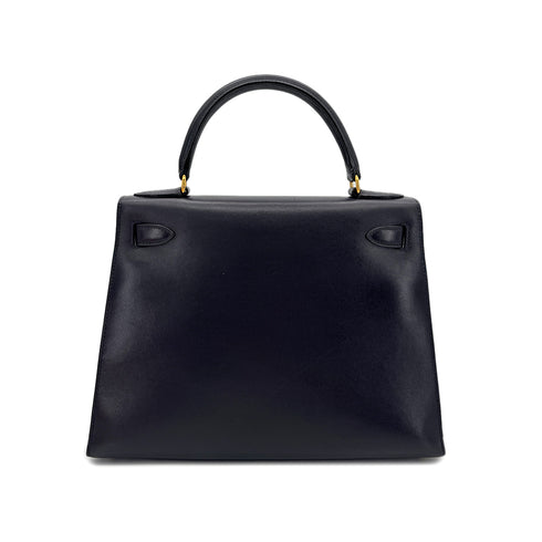 HERMES KELLY 28 SELLIER BLUE MARINE BOXCALF HAND SHOULDER BAG □B GHW 90299052 - PURPOSE