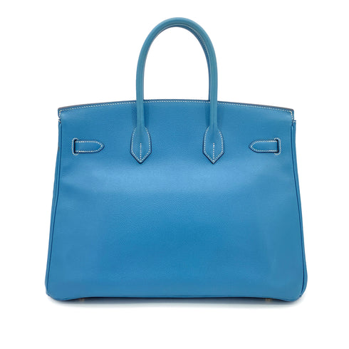 HERMES BIRKIN 35 BLUE JEAN COURCHEVEL HAND BAG □B GHW 90299053 - PURPOSE