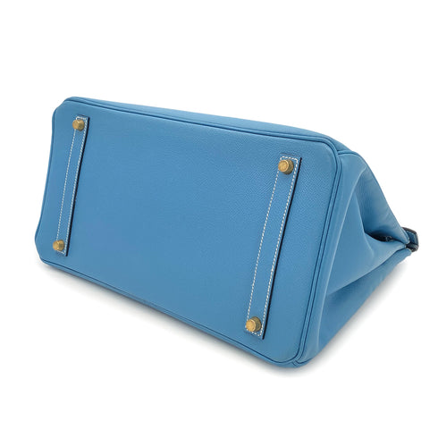 HERMES BIRKIN 35 BLUE JEAN COURCHEVEL HAND BAG □B GHW 90299053 - PURPOSE