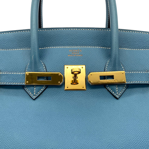HERMES BIRKIN 35 BLUE JEAN COURCHEVEL HAND BAG □B GHW 90299053 - PURPOSE