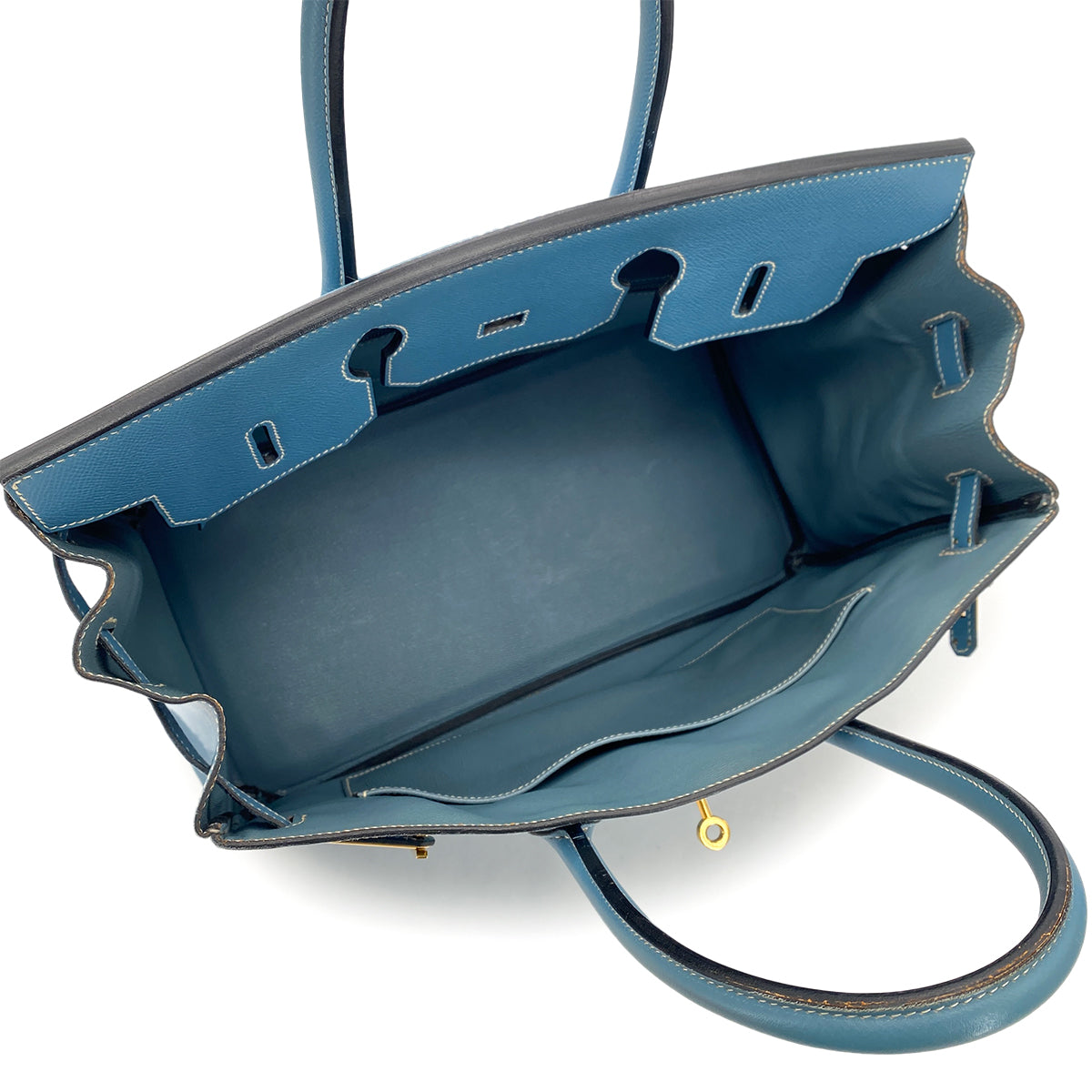 HERMES BIRKIN 35 BLUE JEAN COURCHEVEL HAND BAG □B GHW 90299053