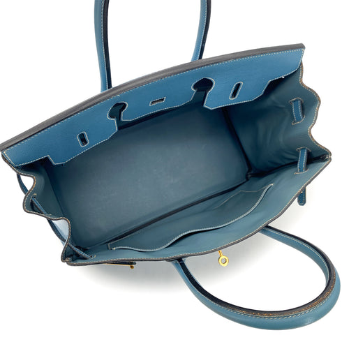 HERMES BIRKIN 35 BLUE JEAN COURCHEVEL HAND BAG □B GHW 90299053 - PURPOSE