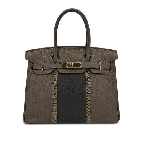 HERMES BIRKIN CLUB 30 ETAIN GRAPHITE GRIS FONCE TAURILLON CLEMENCE LIZARD HAND BAG □O GHW 90299054 - PURPOSE