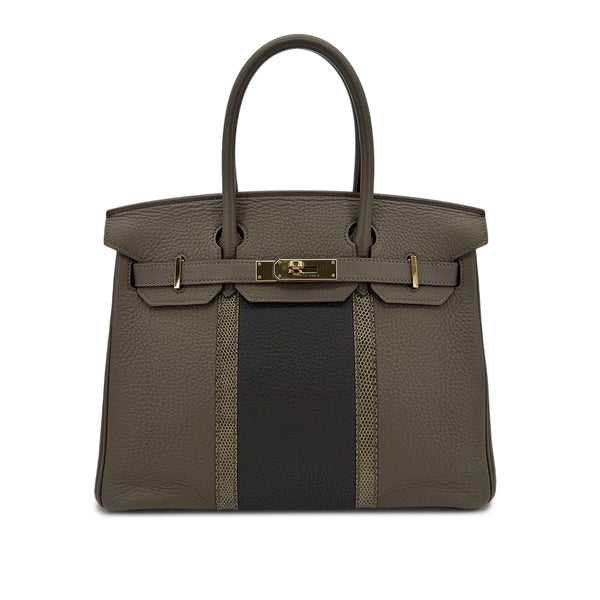HERMES BIRKIN CLUB 30 ETAIN GRAPHITE GRIS FONCE TAURILLON CLEMENCE LIZARD HAND BAG □O GHW 90299054 - PURPOSE