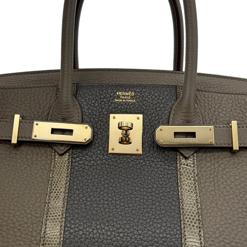 HERMES BIRKIN CLUB 30 ETAIN GRAPHITE GRIS FONCE TAURILLON CLEMENCE LIZARD HAND BAG □O GHW 90299054 - PURPOSE
