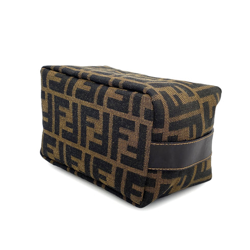 FENDI ZUCCA POUCH HAND BAG BROWN BLACK CANVAS LEATHER 90299060 - PURPOSE