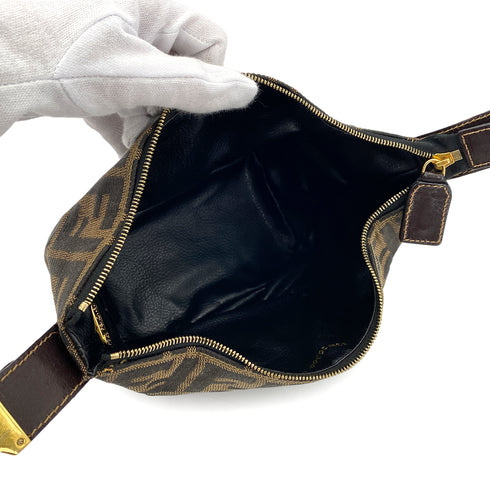 FENDI ZUCCA POUCH HAND BAG BROWN BLACK CANVAS LEATHER 90299060 - PURPOSE