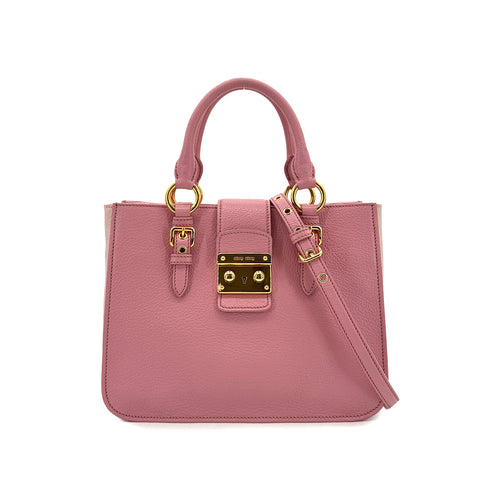 MIUMIU MADRAS HAND SHOULDER BAG PINK LEATHER 90299063 - PURPOSE
