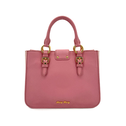 MIUMIU MADRAS HAND SHOULDER BAG PINK LEATHER 90299063 - PURPOSE