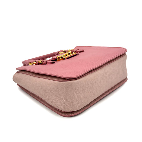 MIUMIU MADRAS HAND SHOULDER BAG PINK LEATHER 90299063 - PURPOSE