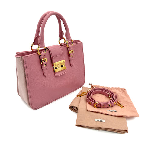 MIUMIU MADRAS HAND SHOULDER BAG PINK LEATHER 90299063 - PURPOSE