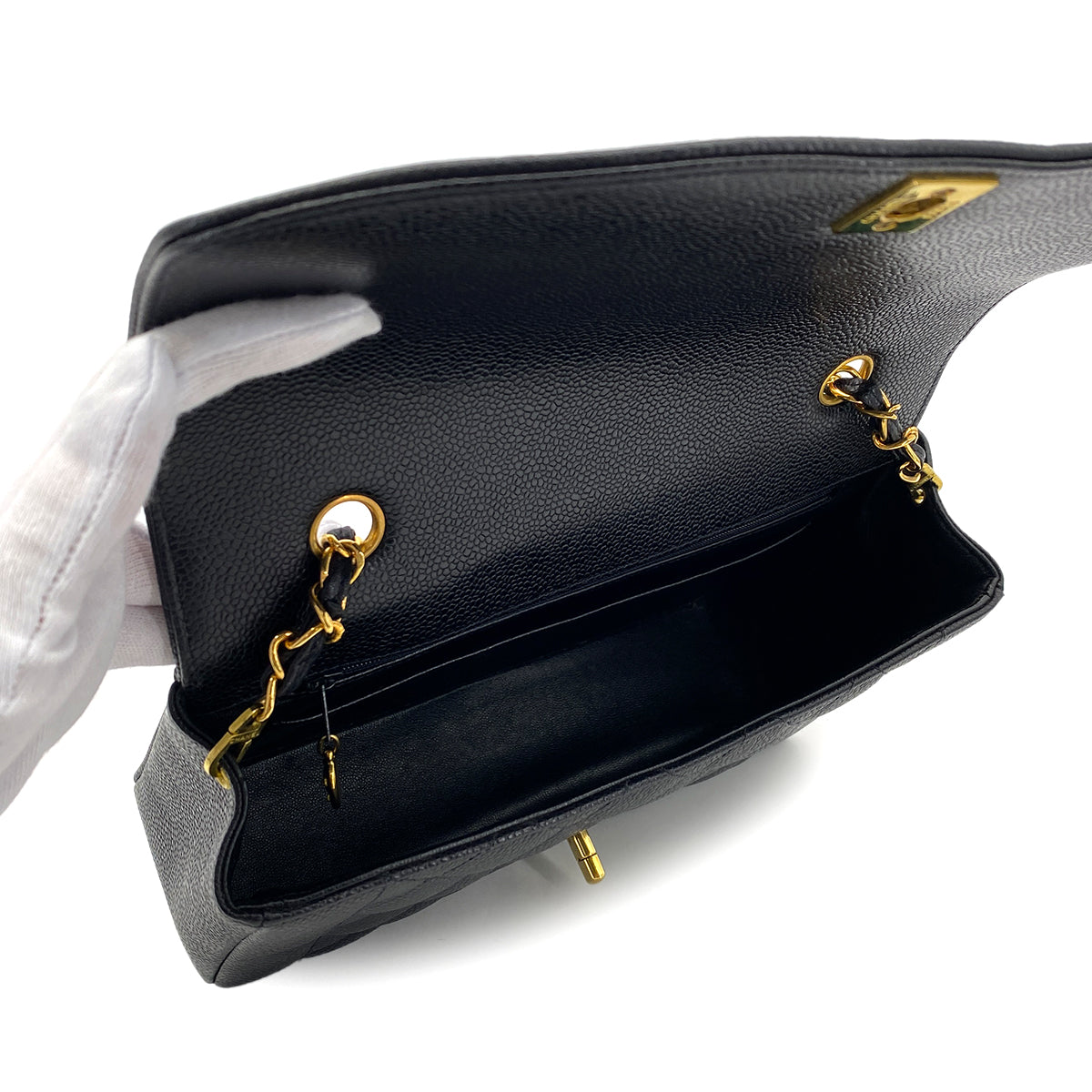 CHANEL VINTAGE DIANA MEDIUM CHAIN SHOULDER BAG BLACK CAVIAR SKIN 90299068