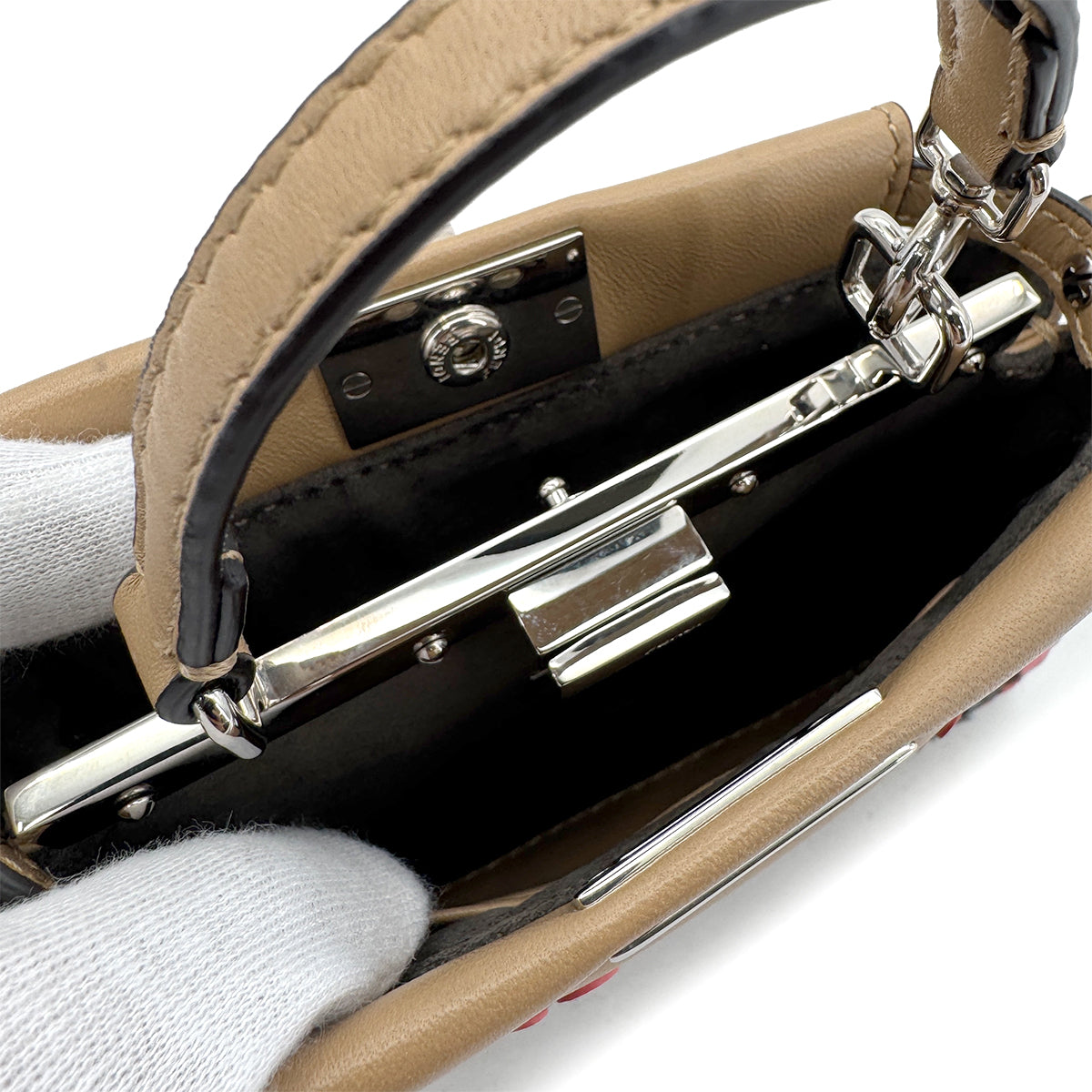 FENDI MICRO PEEKABOO HAND SHOULDER BAG LEATHER BEIGE 8M0355 90299072