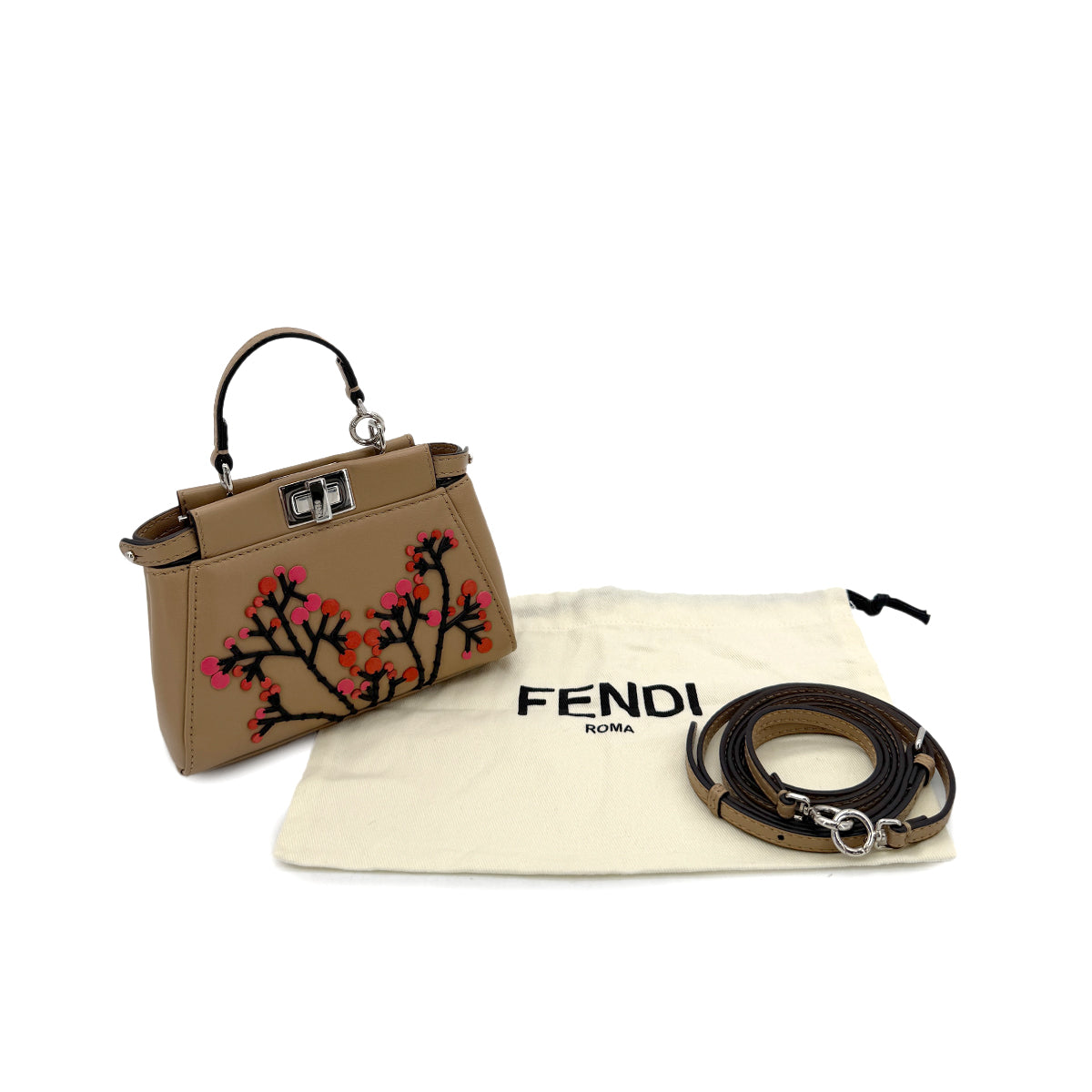 FENDI MICRO PEEKABOO HAND SHOULDER BAG LEATHER BEIGE 8M0355 90299072