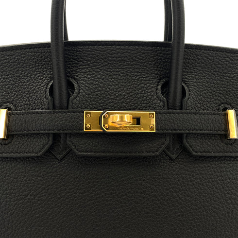 HERMES BIRKIN 25 VERSO BLACK TOUNDRA TOGO HAND BAG W GHW 90299073 - PURPOSE